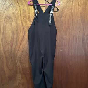 Black Overalls with Patterned Straps